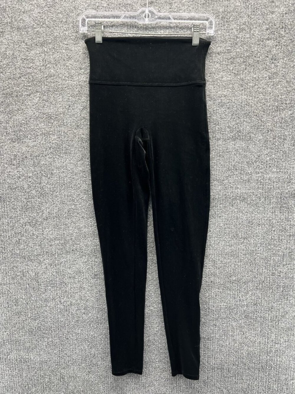 Spanx Leggings Womens Medium Black Velvet High Rise Ankle Stretch Shaping Pants